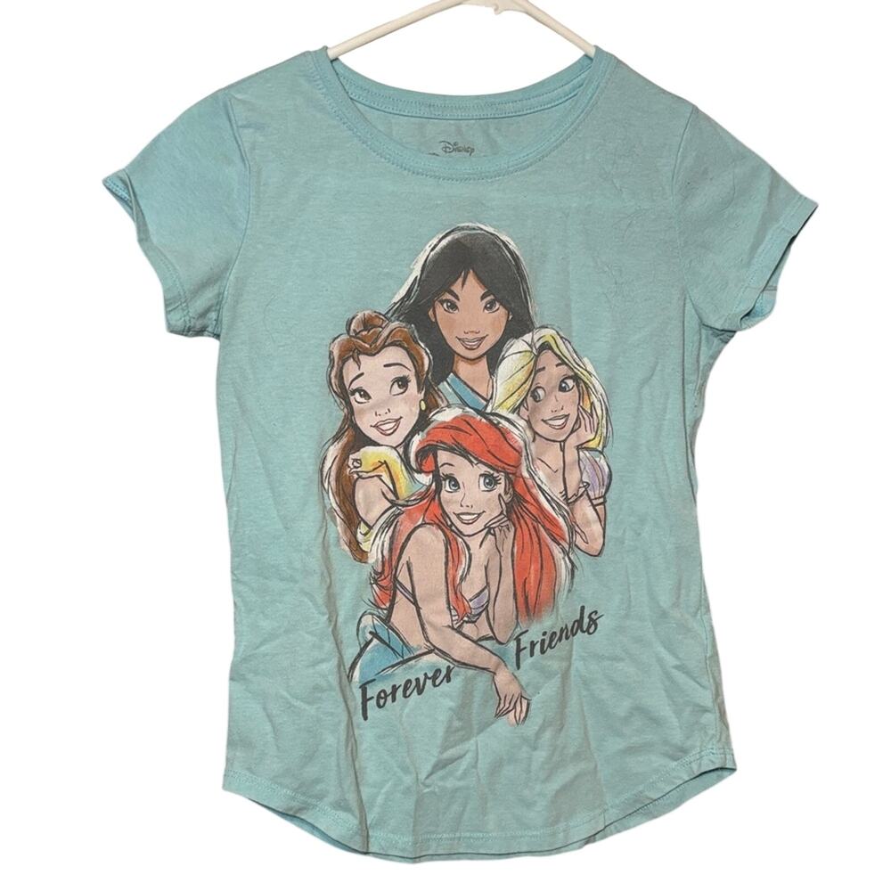 Disney Princess Girl’s Aqua Short Sleeve Tee 'Forever Friends' Size L (10-12)